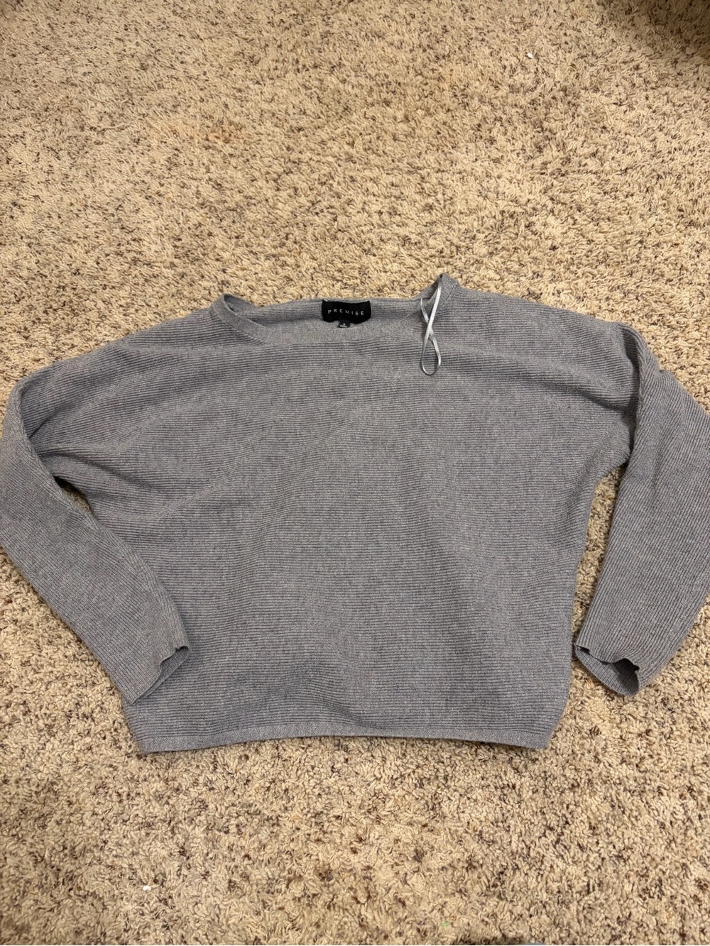 Premise Heather Gray Ribbed Crewneck Sweater